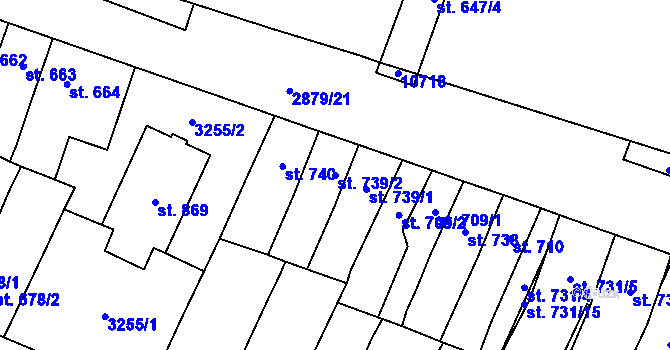 Parcela st. 739/2 v KÚ Hodonín, Katastrální mapa