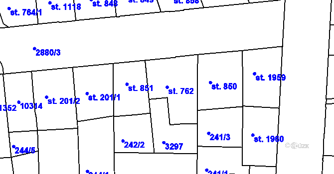 Parcela st. 762 v KÚ Hodonín, Katastrální mapa