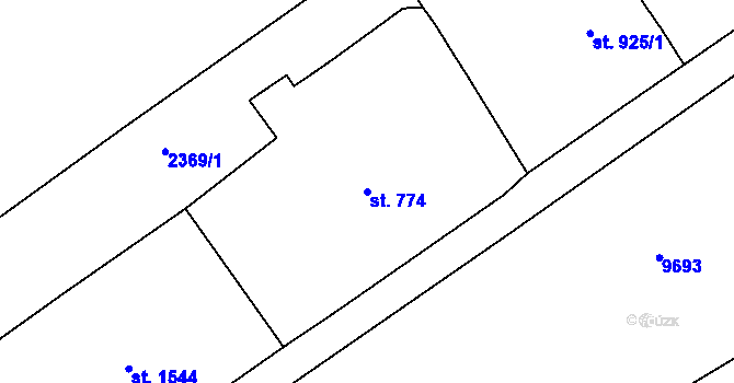 Parcela st. 774 v KÚ Hodonín, Katastrální mapa