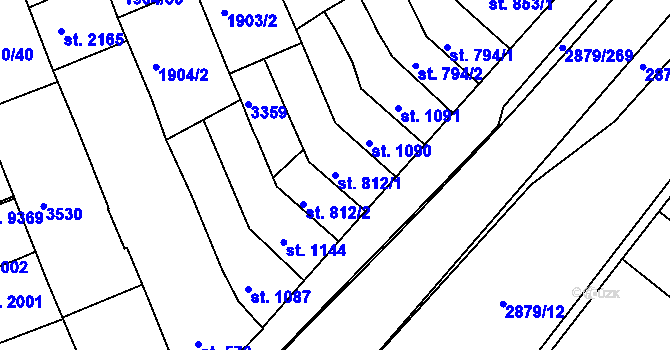 Parcela st. 812/1 v KÚ Hodonín, Katastrální mapa