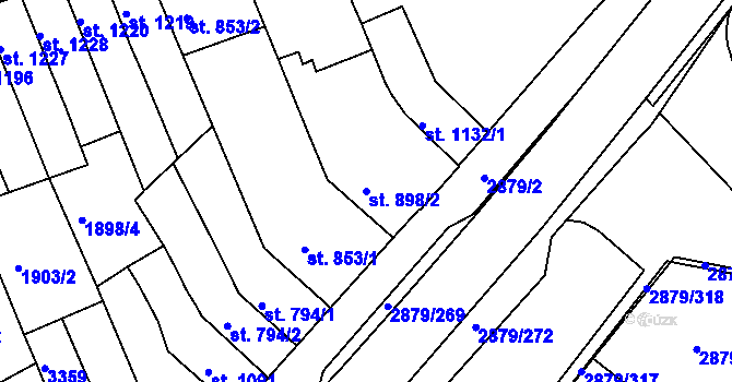 Parcela st. 898/2 v KÚ Hodonín, Katastrální mapa