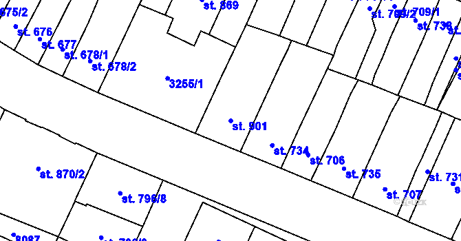 Parcela st. 901 v KÚ Hodonín, Katastrální mapa
