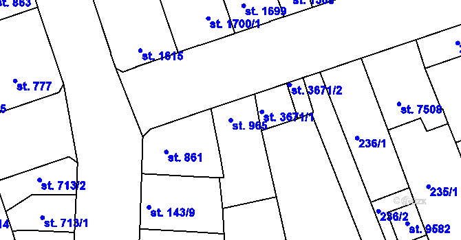 Parcela st. 965 v KÚ Hodonín, Katastrální mapa