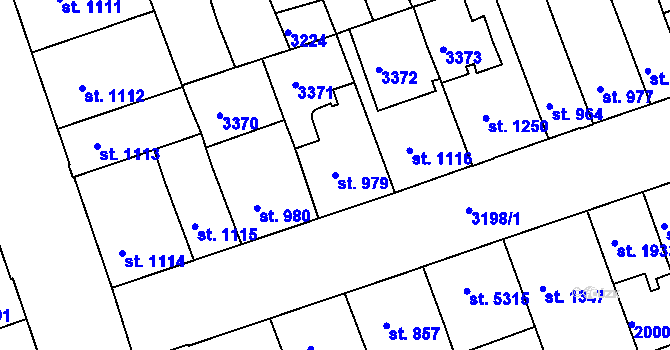 Parcela st. 979 v KÚ Hodonín, Katastrální mapa