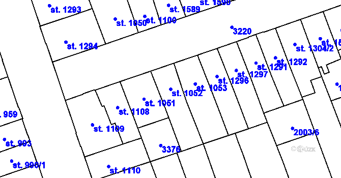 Parcela st. 1052 v KÚ Hodonín, Katastrální mapa