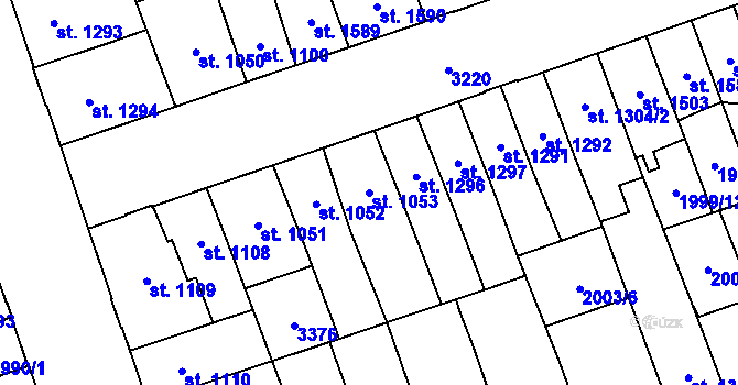 Parcela st. 1053 v KÚ Hodonín, Katastrální mapa