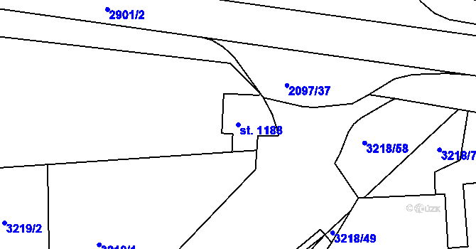 Parcela st. 1188 v KÚ Hodonín, Katastrální mapa