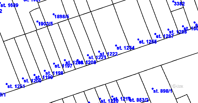 Parcela st. 1222 v KÚ Hodonín, Katastrální mapa