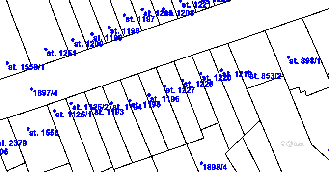 Parcela st. 1227 v KÚ Hodonín, Katastrální mapa