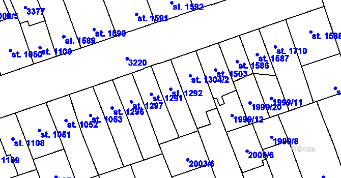 Parcela st. 1292 v KÚ Hodonín, Katastrální mapa