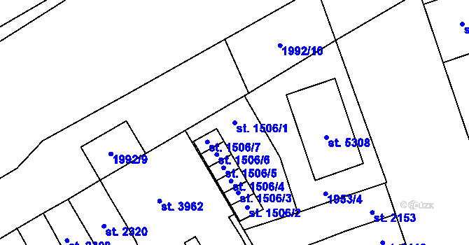 Parcela st. 1506/1 v KÚ Hodonín, Katastrální mapa