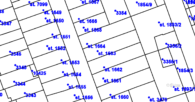 Parcela st. 1663 v KÚ Hodonín, Katastrální mapa