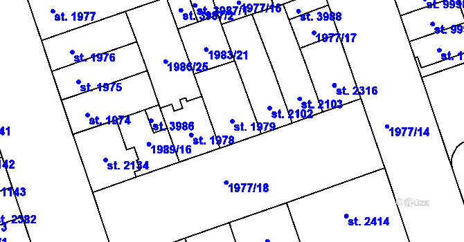 Parcela st. 1979 v KÚ Hodonín, Katastrální mapa