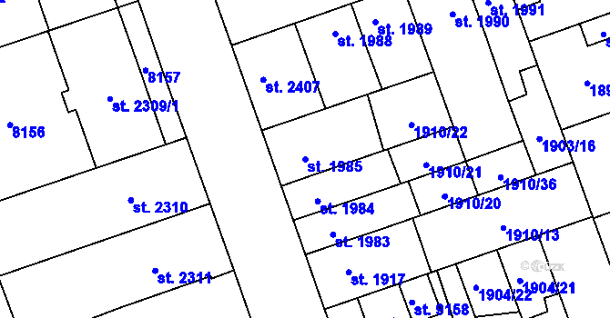 Parcela st. 1985 v KÚ Hodonín, Katastrální mapa