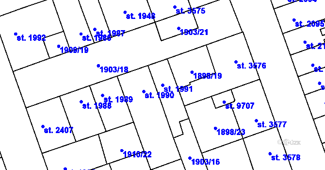 Parcela st. 1991 v KÚ Hodonín, Katastrální mapa