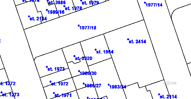 Parcela st. 1994 v KÚ Hodonín, Katastrální mapa
