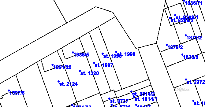 Parcela st. 1998 v KÚ Hodonín, Katastrální mapa