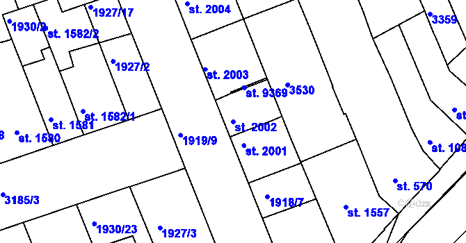 Parcela st. 2002 v KÚ Hodonín, Katastrální mapa