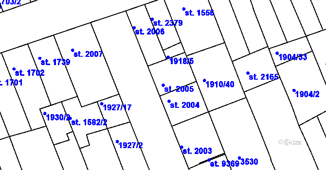 Parcela st. 2005 v KÚ Hodonín, Katastrální mapa