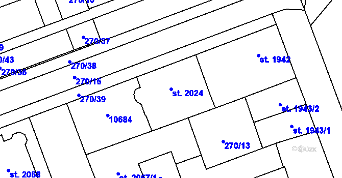 Parcela st. 2024 v KÚ Hodonín, Katastrální mapa