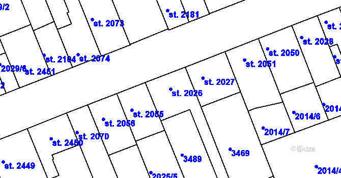Parcela st. 2026 v KÚ Hodonín, Katastrální mapa