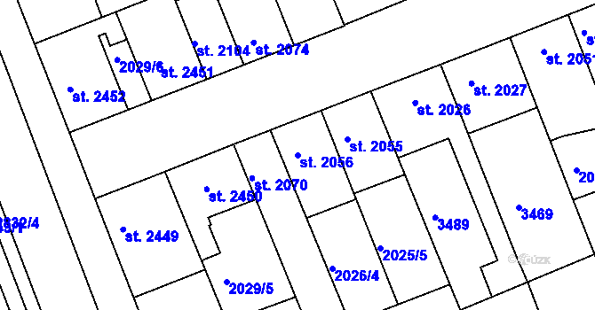 Parcela st. 2056 v KÚ Hodonín, Katastrální mapa