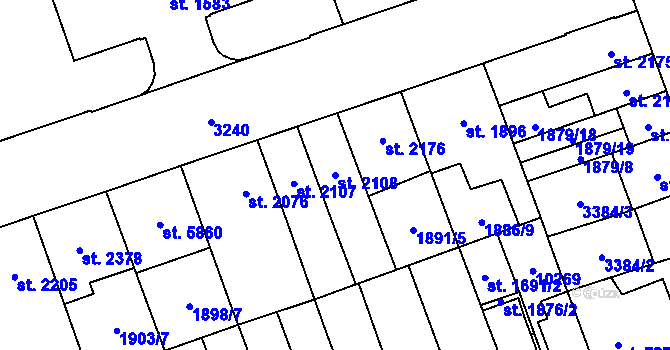 Parcela st. 2108 v KÚ Hodonín, Katastrální mapa