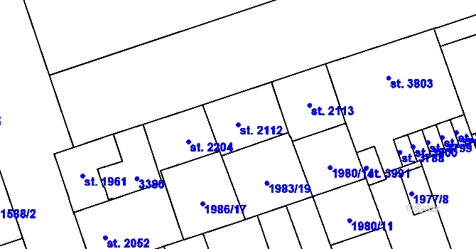 Parcela st. 2112 v KÚ Hodonín, Katastrální mapa