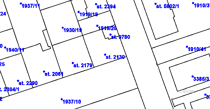 Parcela st. 2130 v KÚ Hodonín, Katastrální mapa