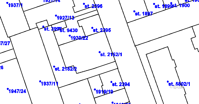 Parcela st. 2152/1 v KÚ Hodonín, Katastrální mapa