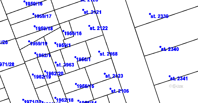 Parcela st. 2168 v KÚ Hodonín, Katastrální mapa