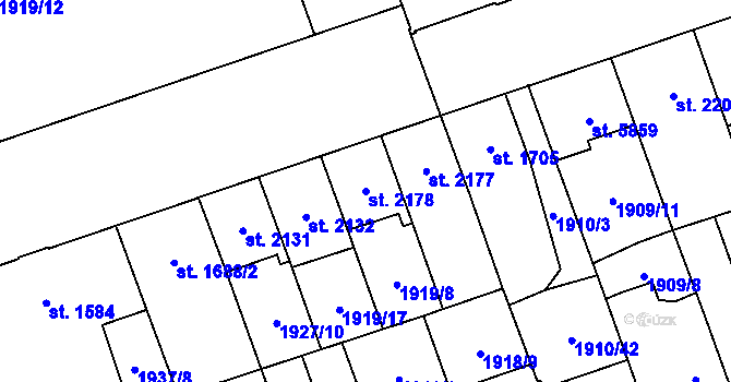 Parcela st. 2178 v KÚ Hodonín, Katastrální mapa