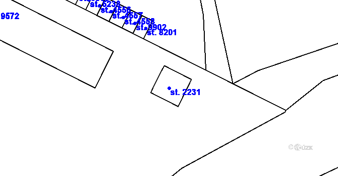 Parcela st. 2231 v KÚ Hodonín, Katastrální mapa