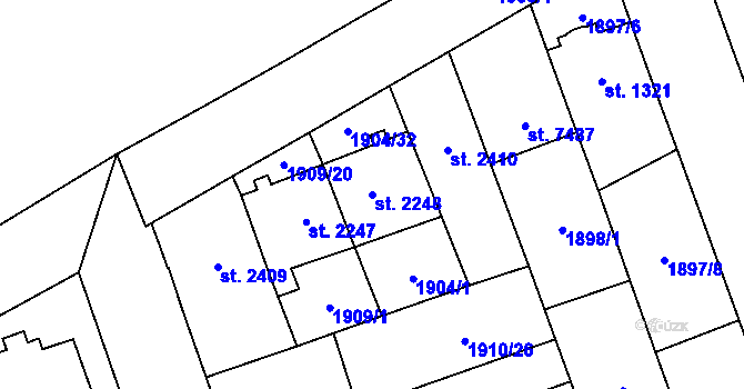 Parcela st. 2248 v KÚ Hodonín, Katastrální mapa