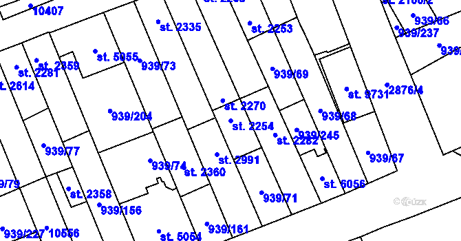 Parcela st. 2254 v KÚ Hodonín, Katastrální mapa