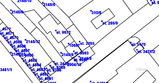 Parcela st. 2295 v KÚ Hodonín, Katastrální mapa