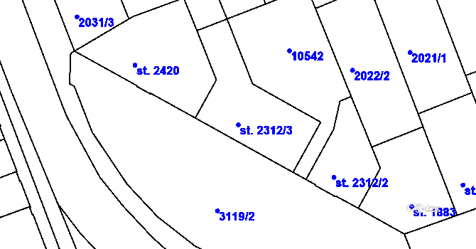 Parcela st. 2312/3 v KÚ Hodonín, Katastrální mapa