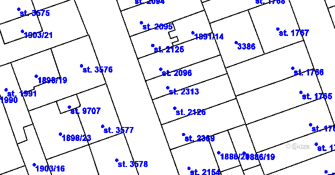 Parcela st. 2313 v KÚ Hodonín, Katastrální mapa