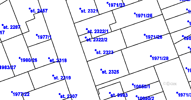 Parcela st. 2323 v KÚ Hodonín, Katastrální mapa