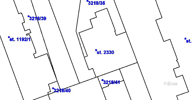 Parcela st. 2330 v KÚ Hodonín, Katastrální mapa