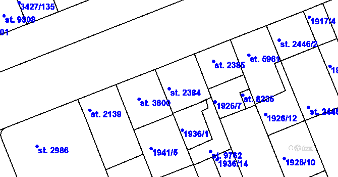 Parcela st. 2384 v KÚ Hodonín, Katastrální mapa
