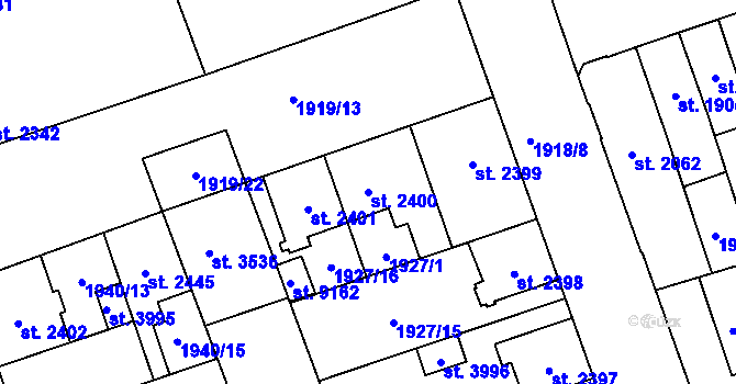 Parcela st. 2400 v KÚ Hodonín, Katastrální mapa