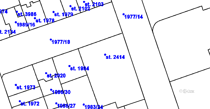 Parcela st. 2414 v KÚ Hodonín, Katastrální mapa