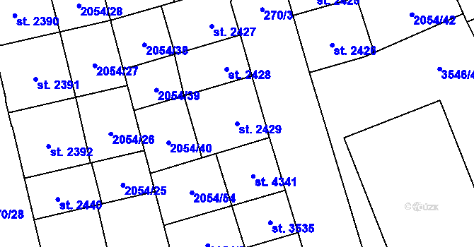 Parcela st. 2429 v KÚ Hodonín, Katastrální mapa