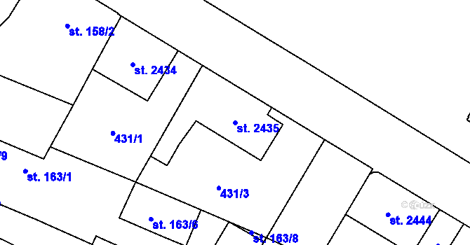 Parcela st. 2435 v KÚ Hodonín, Katastrální mapa