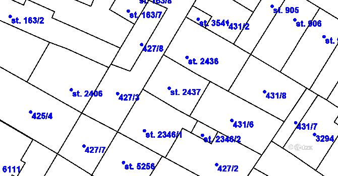 Parcela st. 2437 v KÚ Hodonín, Katastrální mapa