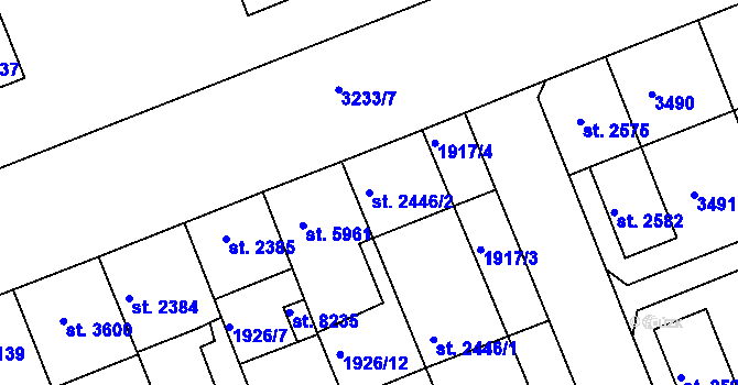 Parcela st. 2446/2 v KÚ Hodonín, Katastrální mapa