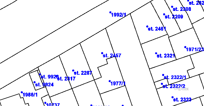 Parcela st. 2457 v KÚ Hodonín, Katastrální mapa