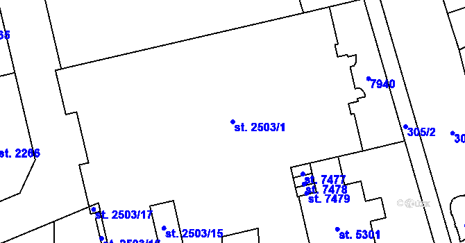 Parcela st. 2503/1 v KÚ Hodonín, Katastrální mapa