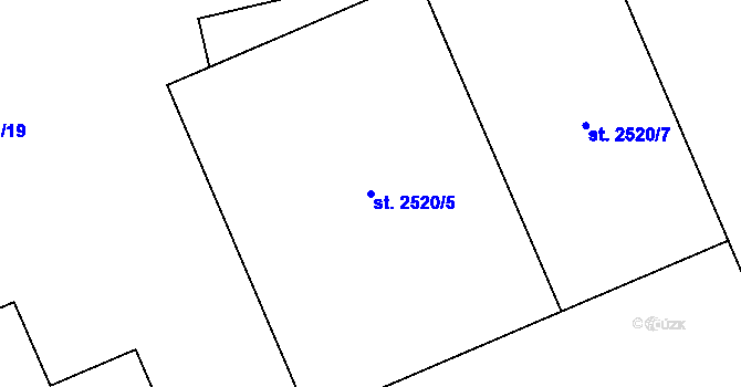 Parcela st. 2520/5 v KÚ Hodonín, Katastrální mapa